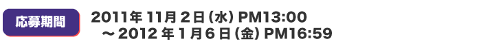 ������ԁF2011�N11��2��(��)13:00 �` 2012�N1��6��(��)PM16�F59